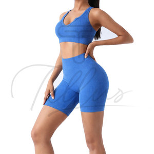 Prix de gros : Ensemble de 5 pièces de shorts et soutien-gorge de yoga à séchage rapide, grandes tailles, pour l'entraînement des femmes - Product Image 2