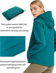 Chaqueta Impermeable para Mujer, Ligera, Cortavientos, con Capucha, para Senderismo - Product Image 5