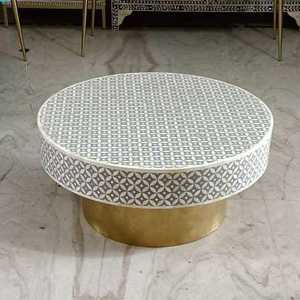 Sofisticada mesa de madera con incrustaciones de hueso marroquí elegante consola de mesa de té patrones de colores ricos para sala de estar fábrica al por mayor - Product Image 6