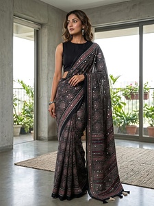 Sari en soie Kasturi AISHA BANDHEJ Premium pour femmes, design traditionnel, longueur au sol, séchage rapide |   Tenues décontractées pour mariage et remise de diplôme - Product Image 1