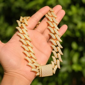 Collar de cadena Ice Cube Miami con moissanita, unisex, chapado en oro rodio, joyería llamativa brillante estilo hip-hop para fiesta - Product Image 2