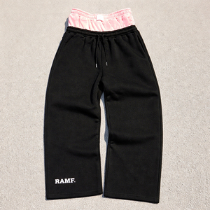 Custom Logo Heavyweight 460 Gsm Cotton <b>Jogger</b> Baggy <b>Stacked</b> Flare Sweatpants Double Waist Pants Boxer Sweats Mens - Product Image 1