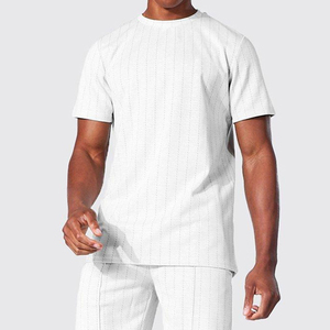 Ensembles deux pièces de haute qualité en polyester et coton pour hommes, t-shirts décontractés à manches courtes à séchage rapide, personnalisables - Product Image 5