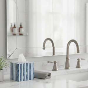 Caja para pañuelos con incrustaciones de hueso azul y blanco |   Portarrollos de Papel Decorativo Hecho a Mano - Product Image 5