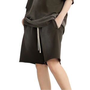 Shorts de haute qualité en coton délavé à l'acide, style streetwear décontracté et sportif pour hommes, avec cordon de serrage. - Product Image 2