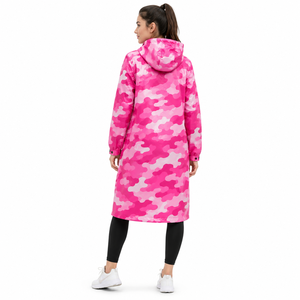 Custom Pink Camo Long Hooded Waterproof <b>Rain</b> <b>Jacket</b> Windproof Breathable Outdoor Raincoat for Women Hiking Fishing Camping OEM - Product Image 4