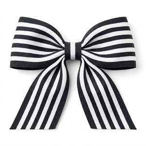 Cinta Grosgrain de 38mm con Rayas Multicolores en Blanco y Negro para Empaquetado de Boutique, Accesorios para el Cabello, Envoltura Decorativa y Decoración de Fiestas - Product Image 4