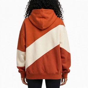 Sudadera con capucha de mujer con bloques de color y rayas diagonales, informal, de manga larga, con bolsillos, estilo oversize y hombros caídos - Product Image 2