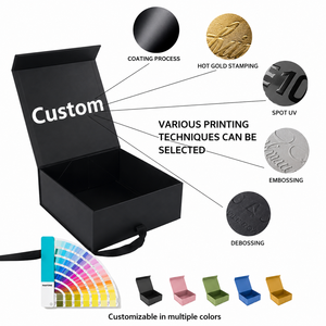 EcoRev Custom <b>Black</b> Square Rigid <b>Gift</b> <b>Box</b> Satin Ribbon UV Printed Logo High-End Packaging Biodegradable Recycled Materials - Product Image 5