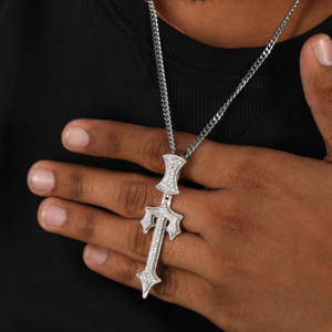 Custom Iced Out Sword <b>Cross</b> Pendant <b>Necklace</b> in 925 Sterling Silver Moissanite Stones Hip Hop Jewelry for <b>Men</b> - Product Image 4