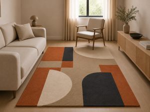 Tapis en laine tufté à la main pour salon, style Mid-Century Modern Bauhaus, orange brûlé, anthracite, design personnalisé OEM - Product Image 6