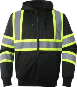 High Quality Hi Vis Reflective Hoodie Safety Workwear with Reflective Tape for Construction <b>Workers</b> Safety Reflective <b>Jacket</b> - Product Image 1