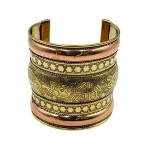 Vintage Textured <b>Cuff</b> <b>Bracelet</b> <b>Silver</b> Tone Blue Stone Open Bangle Casual Jewelry for Women - Product Image 2