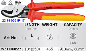 Cortador de Cables Aislado de Grado Industrial y para Bricolaje de 1000V con Borde Liso y Certificación VDE - Product Image 4