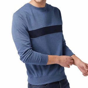 เสื้อสเวตเชิ้ตคอกลมสีน้ำเงินบล็อกสีสำหรับผู้ชาย ทรงปกติ ผ้าฝ้ายถัก สวมใส่สบายๆ ในฤดูใบไม้ร่วง ระบายอากาศได้ดี - Product Image 2