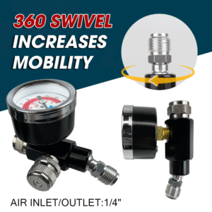 LEMATEC Industrial OEM Analog <b>Pressure</b> Gauge with Swivel Connector Metal Case for 1/4" Air Tools Spray Gun Flow Control - Product Image 2