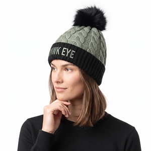 Bonnet d'hiver unisexe de haute qualité, personnalisé, bicolore, en tricot torsadé, avec logo brodé et pompon, fabrication en gros - Product Image 3