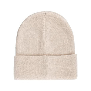 Whole Sale Cream Color Casual <b>Winter</b> <b>Cap</b> 100% Acrylic Computer Knitted Ribbed Design Adult Size 56-58CM - Product Image 1