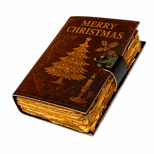 Carnet de notes vintage fait main en cuir rigide avec serrure, journal de Noël antique, journal d'écriture rustique, crayon inclus - Product Image 2