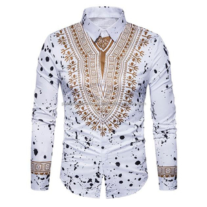 เสื้อเชิ้ตผู้ชายลำลองผ้าโพลีเอสเตอร์/คอตตอน พิมพ์ลายตามสั่ง ทรงโอเวอร์ไซส์ กันยับ ระบายอากาศ แห้งเร็ว แขนยาว ผ้าซาติน สำหรับฤดูร้อน - Product Image 1