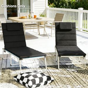 Set di due cuscini neri per sedie reclinabili da esterno, solo cuscini pieghevoli per sedie - Product Image 1