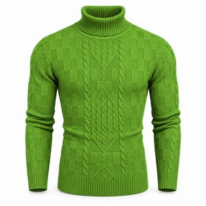 Suéter de punto de cuello alto para hombre al por mayor, manga larga, patrón de trenzas, fabricante de ropa de moda - Product Image 1