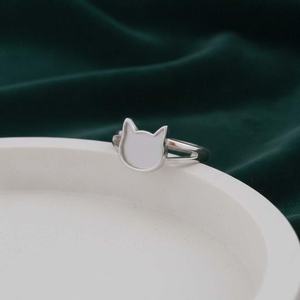 925 Sterling Silver 14k Gold <b>Cat</b> Face Blank Bezel <b>Ring</b> Custom DIY Memorial Jewelry Setting Resin Ashes Hair Breastmilk Keepsake - Product Image 2