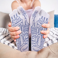 Chaussettes à points d'acupuncture à 5 doigts, tricotées, imprimées numériquement, respirantes, pour hommes, pour le printemps, décontractées