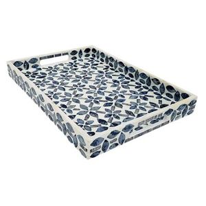 Plateau en nacre de designer avec de magnifiques incrustations pour servir, présenter des centres de table et décorer un intérieur sophistiqué - Product Image 3