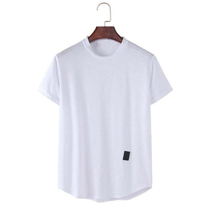Camiseta de punto informal para hombre, color gris, manga corta, cuello redondo, corte regular, diseño transpirable, camiseta gris de manga corta para hombre. - Product Image 2