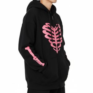 Sweat à capuche zippé streetwear pour homme, personnalisable, vente en gros OEM - Product Image 4