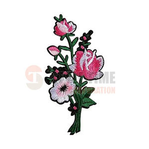 Badges brodés de fleurs, design coloré au fil, avec support thermocollant pour vêtements, sacs et accessoires - Product Image 3