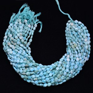 Perles ovales lisses en Larimar bleu AAA+ 5x7mm-6x8mm, pierres précieuses semi-précieuses naturelles multi-vertes en Larimar, perles en vrac pour la fabrication de bijoux - Product Image 6