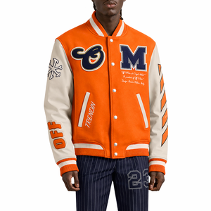 Factory Price Custom Women's 100% <b>Wool</b> Chenille Embroidery Letterman Baseball Varsity Cropped Jacket Streetwear Style - Product Image 2