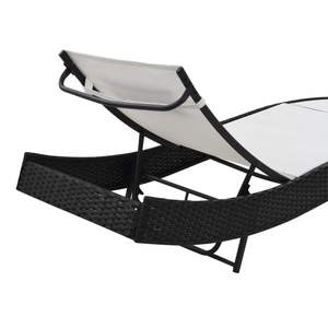 Chaise longue extra longue avec structure en acier noir et polyrotin avec Textilene - Pour la détente en plein air - Product Image 4