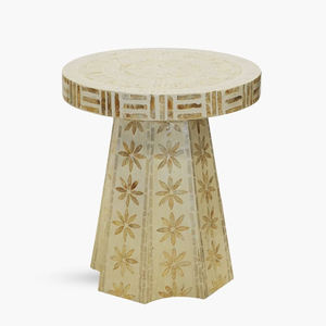 Table d'appoint minimaliste en coquilles de capiz beige naturel pour la décoration intérieure de la maison et des hôtels - Fournisseur - Product Image 1