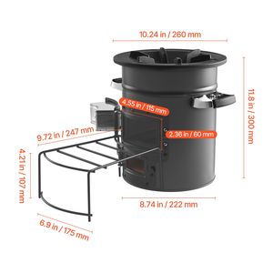 Réchaud de camping portable à double porte en acier SPCC, à bois, avec sac de transport pour la randonnée, pour brûler des brindilles - Product Image 5