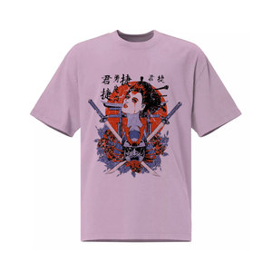 Camiseta de manga corta para hombre, color lavanda, con estampado de calaveras, cuello redondo, corte holgado, algodón jersey, estilo casual hip hop, de secado rápido, 200g - Product Image 5