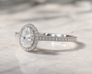 Anillo de compromiso de diamante de corte ovalado para mujer, diamante cultivado en laboratorio con certificado IGI, estilo clásico, oro de 10K, 14K, 18K, plata 925, 935 - Product Image 3