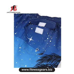Shorts de Baño para Hombre con Estampado de Palmeras en Degradado Azul, Secado Rápido, con Cordón Ajustable, Ropa Casual de Playa - Product Image 3