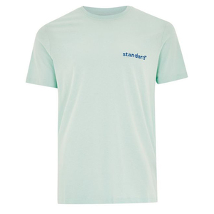 T-shirt décontracté pour homme, bleu clair, à manches courtes, col rond, en jersey de coton, avec motif imprimé lettres sur le devant - Product Image 5