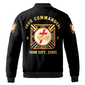 Blouson bombardier maçonnique personnalisé avec nom de loge et motif « Nous nous réunissons sur le niveau », haute qualité, sur mesure, manches longues, collection 2026 - Product Image 3