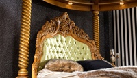 Ensemble de meubles de chambre de luxe capitonnés de style mi-siècle en teck massif antique pour maison, hôtel, appartement, villa, avec lit king-size à baldaquin et armoire