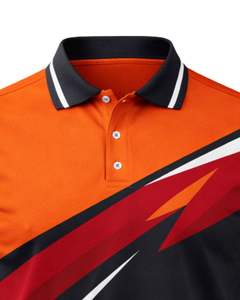 Camiseta Polo Personalizada para Hombre, Naranja, Negra y Roja, Manga Corta, Estampado Geométrico, Transpirable, de Poliéster, Deportiva, Casual, para Golf y Entrenamiento - Product Image 5