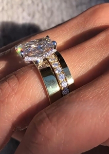 Anillo de Compromiso y Boda de Plata de Ley 925 con Moissanita VVS Brillante, Corte Radiante, Engaste de Garra, Certificado GRA, Regalo de Joyería para Mujer - Product Image 4