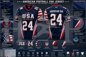 Maillot de football américain unisexe pour adultes et jeunes, sublimation personnalisée, polyester respirant, nouveau design, maillot de supporter d'équipe - Product Image 5