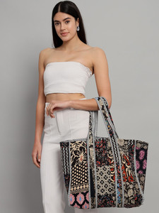 Wholesale Lightweight Solid Color <b>Quilted</b> Open Closure Tote Bag Large Capacity Cotton Shoulder <b>Handbag</b> for Women All Seasons - Product Image 4
