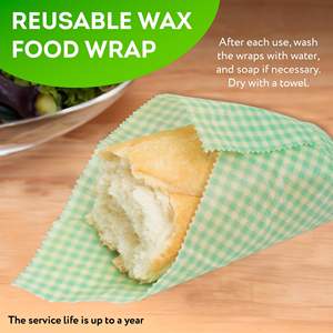 Pack 3 enveloppes alimentaires réutilisables en cire d'abeille biologique housses lavables pour le stockage de la pâte à sandwichs disponibles en tailles S M L - Product Image 6