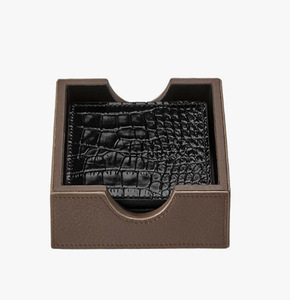 Sous-verres en cuir avec support, sous-verres carrés de 4 pouces en cuir de crocodile, ensemble de sous-verres - Product Image 3