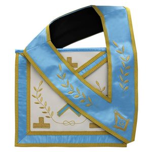 Ensemble de tablier et collier maçonniques WM de luxe avec perles et aimants, et chapeau de Memphis en cuir brodé - Product Image 1